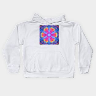 Psychedelic Hippie Flower Pink Yellow and Blue Kids Hoodie